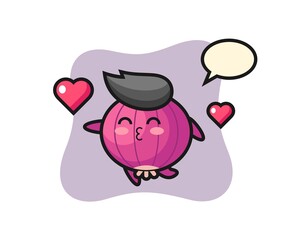 onion character cartoon with kissing gesture