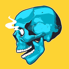 Pop Art Style Skull With Smoking Eyes