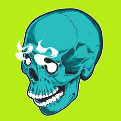 Pop Art Style Skull With Smoking Eyes