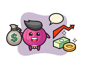 onion illustration cartoon holding money sack