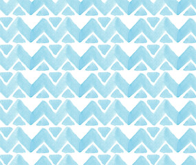Seamless geometric pattern with triangles and zigzags, baby blue light colored pattern, tile of modern graphic artistic ornament.