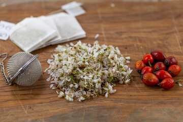 aromatic herbal teas with wild rose hawthorn and natural infusions