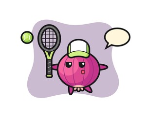 Cartoon character of onion as a tennis player