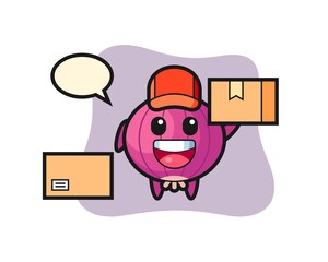 Mascot Illustration of onion as a courier