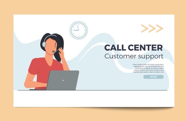 Call center employer working on computer.