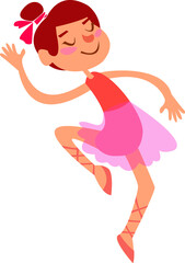 the ballerina is dancing. Vector illustration. On a white background. Cartoon style.