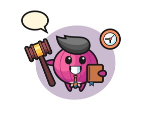 Mascot cartoon of onion as a judge