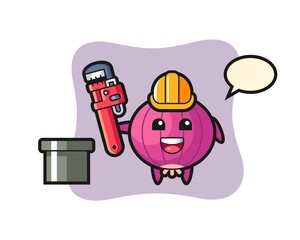 Character Illustration of onion as a plumber
