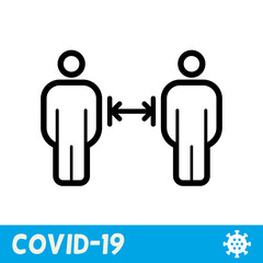 Keep distance line icon. Coronavirus, COVID-19
