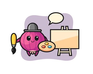 Fototapeta premium Illustration of onion mascot as a painter