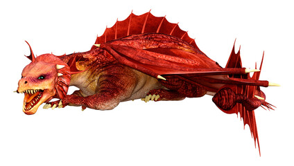 3D Rendering Fairy Tale Dragon on White