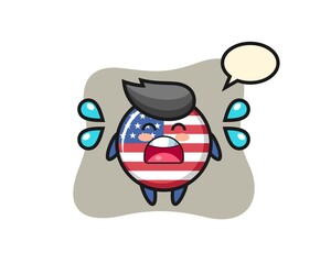united states flag badge cartoon illustration with crying gesture