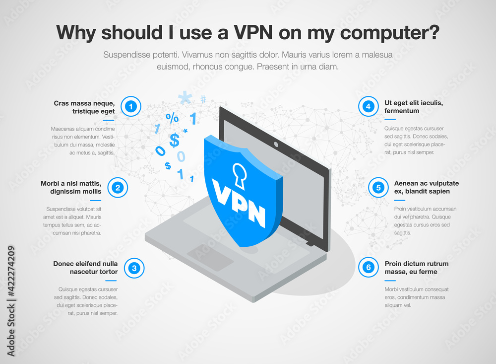 Leinwandbilder Simple infographic template for why should i use a vpn on my computer. Easy to use for your website or presentation.