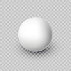 Realistic white vector ball isolated on transparent background Abstract sphere with shadow EPS10