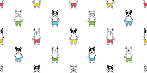dog seamless pattern french bulldog vector cartoon character scarf isolated tile wallpaper repeat background illustration gift wrap paper design