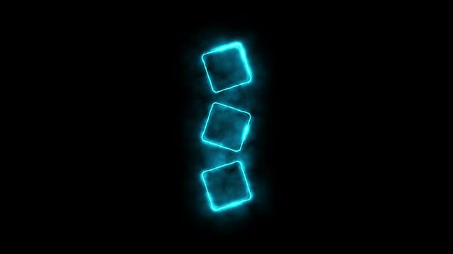 squares circles icon with dynamic blue neon lines on a black background.