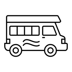 Vector Camper Van Outline Icon Design