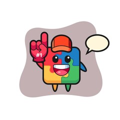 puzzle illustration cartoon with number 1 fans glove