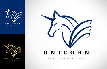 Unicorn logo vector. Animal Mythical creature.
