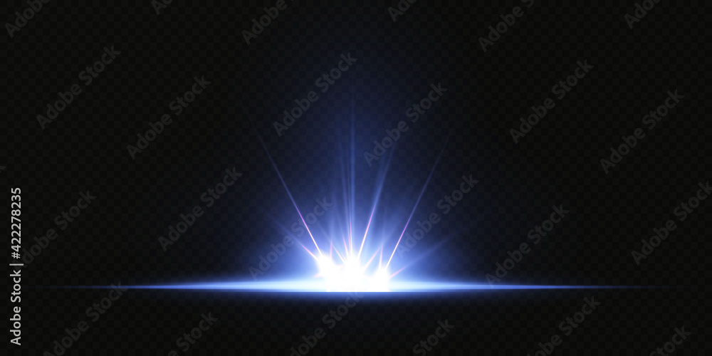 Wall mural shining neon stars isolated on black background. effects, lens flare, shine, explosion, neon light, 