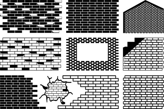Brick Wall SVG Cut Files | Bricks Wall Silhouette Bundle
