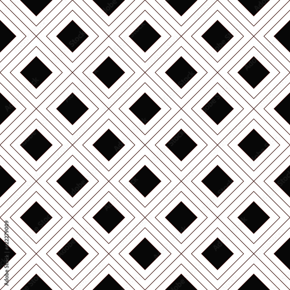 Poster Rhombuses Vector Pattern. Black Rhombuses Pattern. Abstract Ornament Diagonal Pattern.