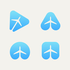 set of travel agency minimalist flat logo template vector illustration design. simple modern tour, holiday, transportation app icon logo concept