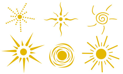 set of different yellow suns