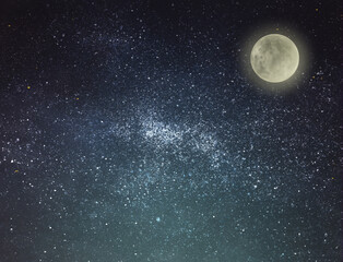 Fototapeta na wymiar Night sky with stars and moon as background. Universe
