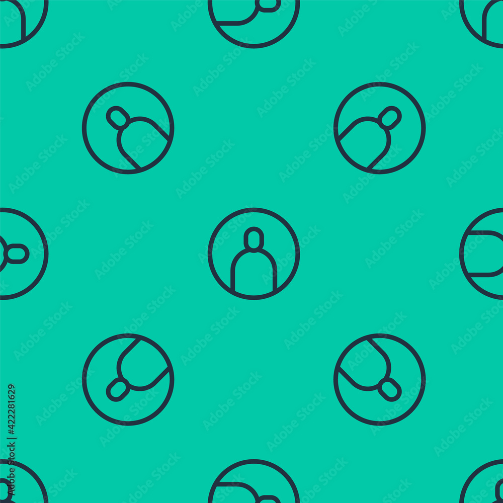 Poster blue line create account screen icon isolated seamless pattern on green background. vector illustrat