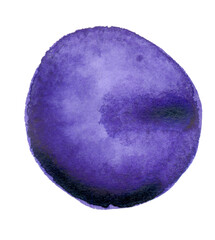 Colorful watercolor circle in purple color. Abstract art hand paint