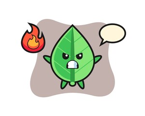 leaf character cartoon with angry gesture