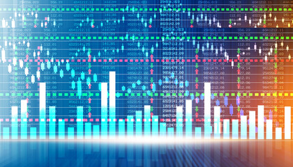 Stock market investment graph chart. 3d illustration.