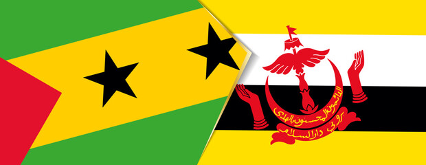 Sao Tome and Principe and Brunei flags, two vector flags.