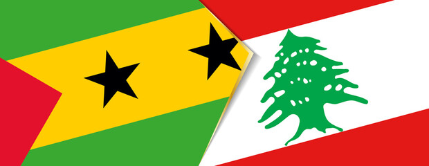 Sao Tome and Principe and Lebanon flags, two vector flags.
