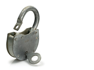 The open hinged lock with key