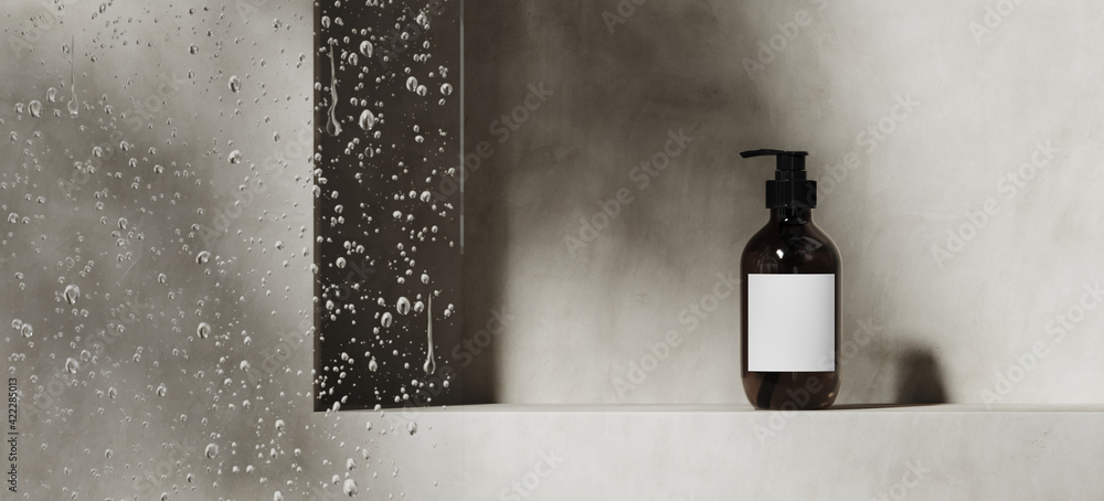 Aufkleber minimal mockup background for product presentation. grey podium display with leaf shadow and water d