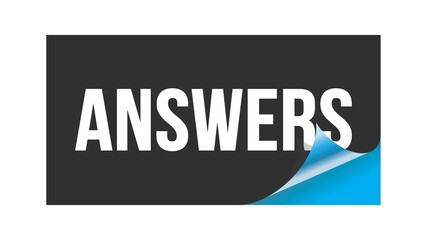 ANSWERS text written on black blue sticker.