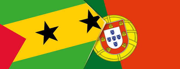 Sao Tome and Principe and Portugal flags, two vector flags.
