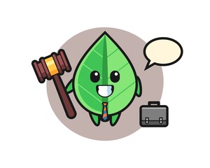 Illustration of leaf mascot as a lawyer
