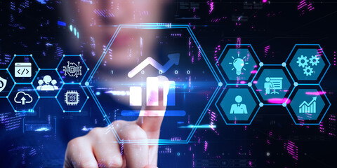 Business, Technology, Internet and network concept. Financial Graph. Stock Market chart. Forex Investment.