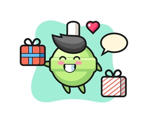 lollipop mascot cartoon giving the gift