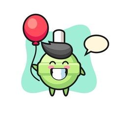 lollipop mascot illustration is playing balloon