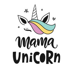 Obraz premium Mama Unicorn hand written modern calligraphy