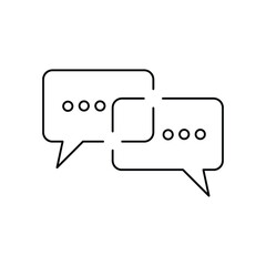Black thin line online chat bubble icon image