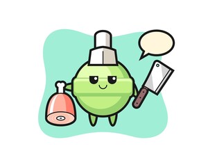 Illustration of lollipop character as a butcher