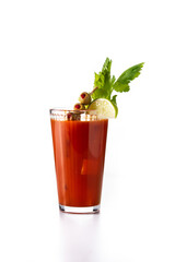 Bloody Mary cocktail in glass isolated on white background © chandlervid85