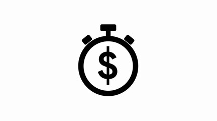 Vector Isolated Illustration of a Clock. Rounded Time Icon, Chronometer Icon with a Dollar Sign