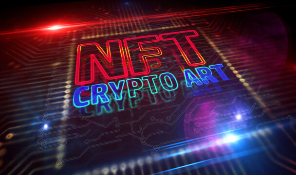 NFT Crypto Art technology symbol 3d illustration