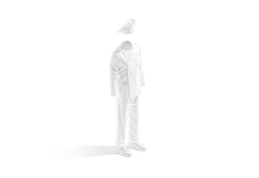Blank white chef uniform mock up, side view